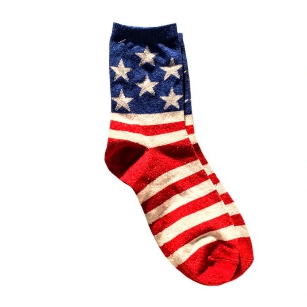 Adult Red, White and Blue Stars & Stripes Patriotic Socks - Picture 2 of 4